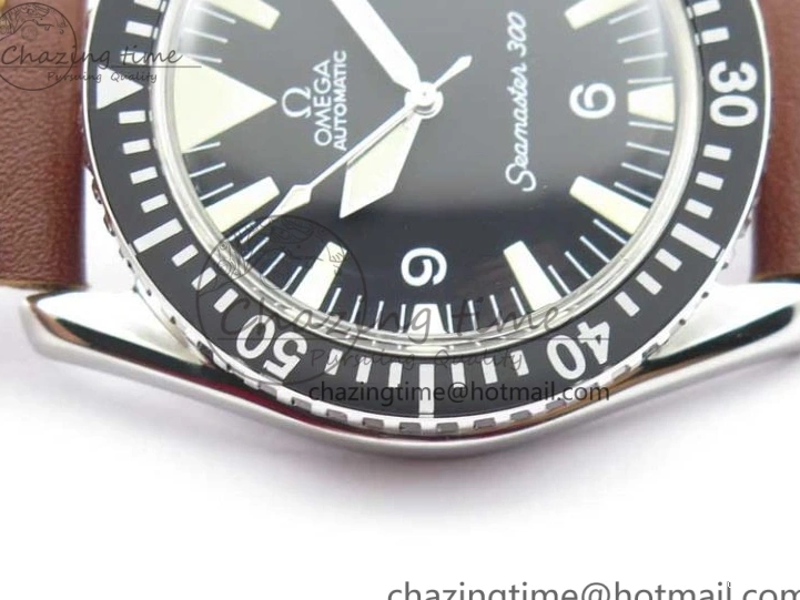 0117 Vintage Seamaster 300 No Date SS B12 Black Dial On Brown Leather Strap A2836 (Free Nylon Strap) Comfortable 7912